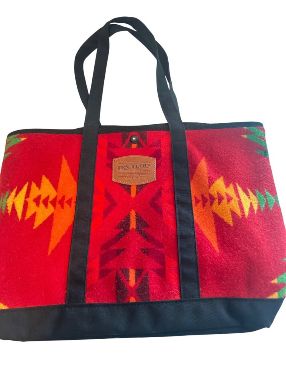 Vintage Pendleton Aztec Red Tote Bag Made In USA 18"×13"